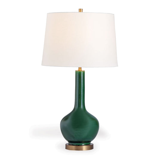 Port 68 Alex Emerald Porcelain Table Lamp with White Hardback Shade