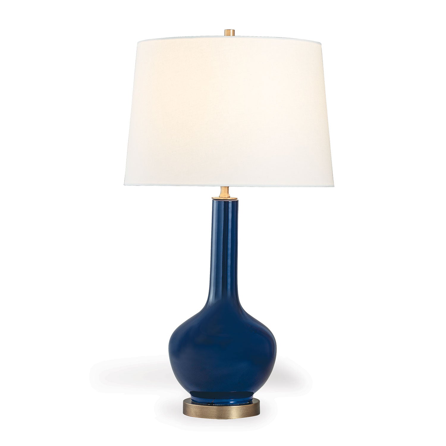 Port 68 Alex Navy Porcelain Table Lamp with White Hardback Shade