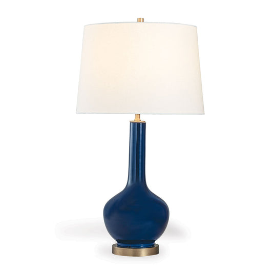 Port 68 Alex Navy Porcelain Table Lamp with White Hardback Shade