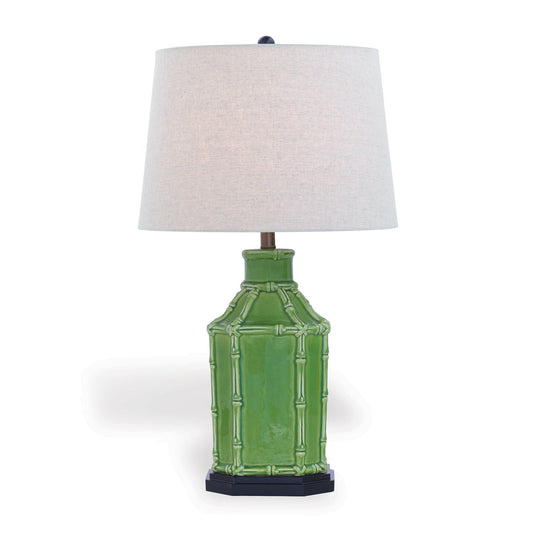 Port 68 Amelia Green Antique Table Lamp with Hardback Drum Shade