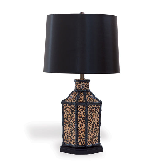 Port 68 Amelia Leopard Antique Table Lamp with Hardback Drum Shade