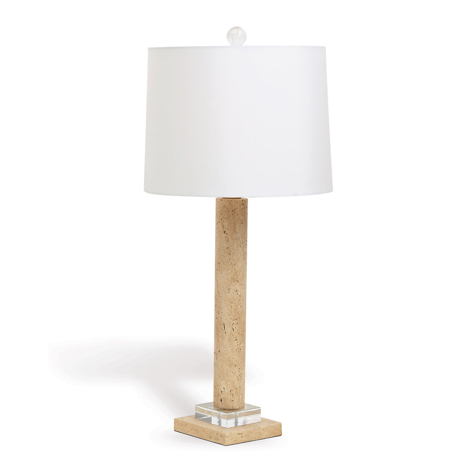 Port 68 Athens Natural Marble Table Lamp with White Hardback Drum Shade