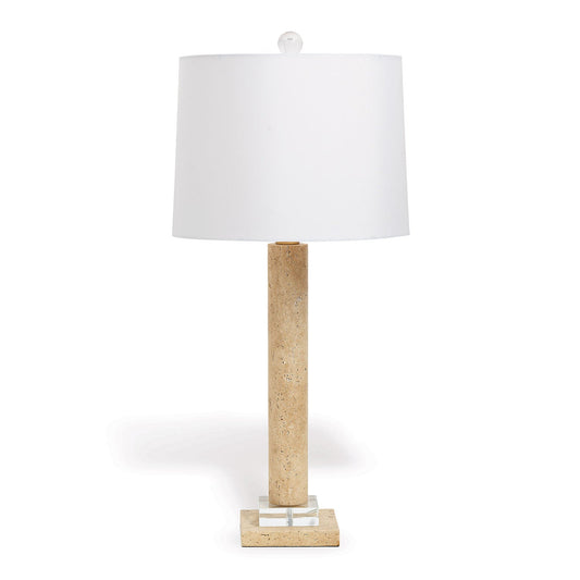 Port 68 Athens Natural Marble Table Lamp with White Hardback Drum Shade