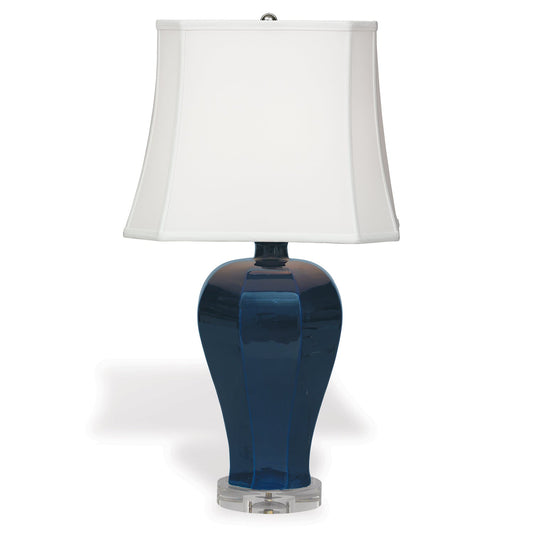 Port 68 Aventura Navy Porcelain Table Lamp with White Softback Shade