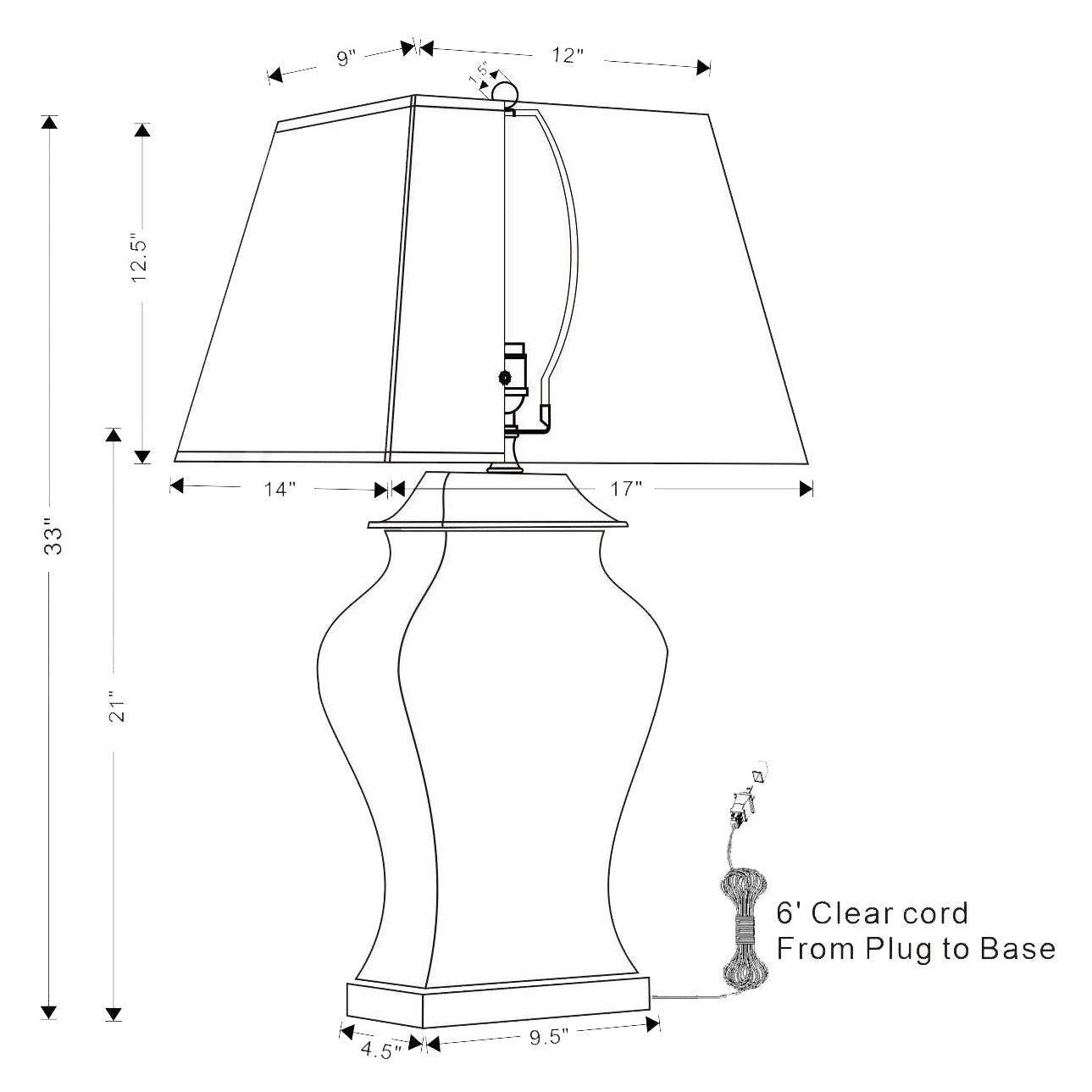 Port 68 Baldwin Blue Table Lamp with White Rectangle Softback Shade