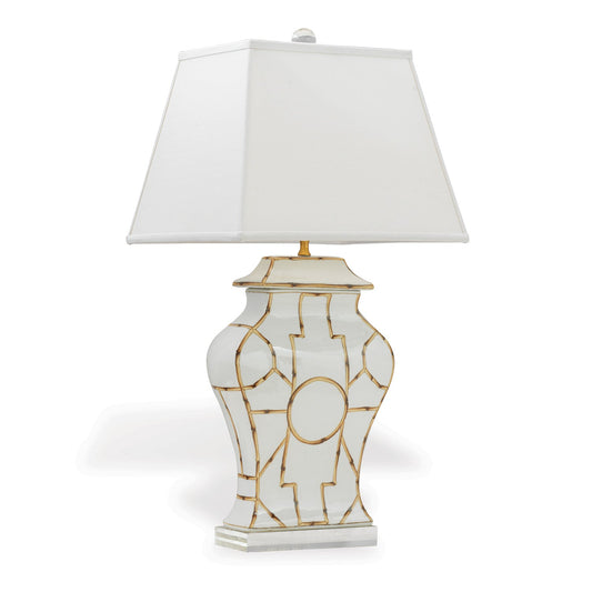 Port 68 Baldwin White Table Lamp with White Rectangle Softback Shade