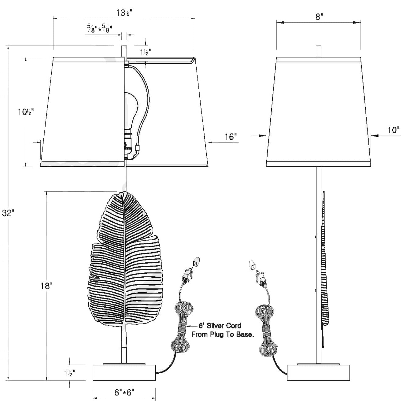 Port 68 Biscayne Gold 32" Modern Tropical Table Lamp with White Rectangle Softback Shade