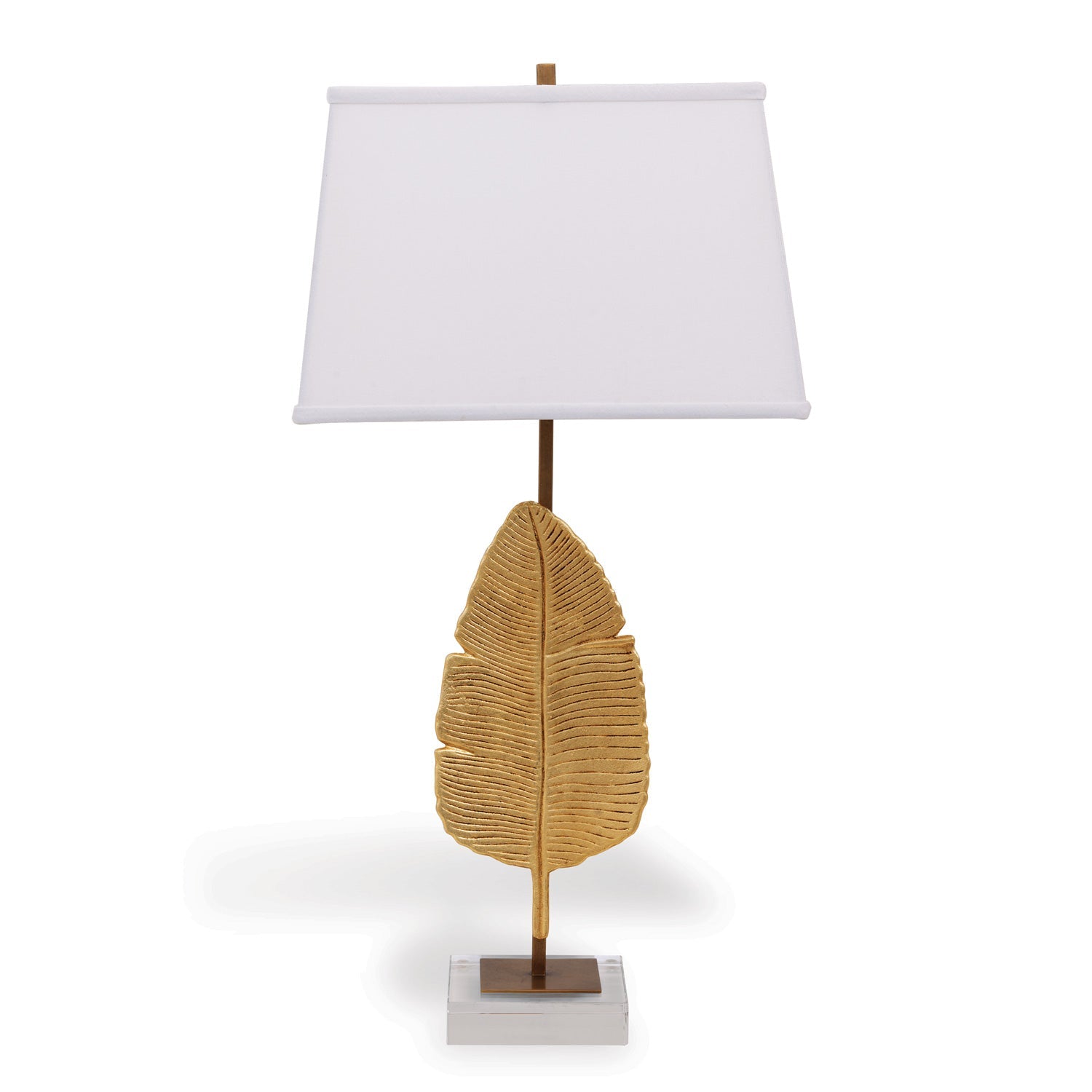 Port 68 Biscayne Gold 32" Modern Tropical Table Lamp with White Rectangle Softback Shade