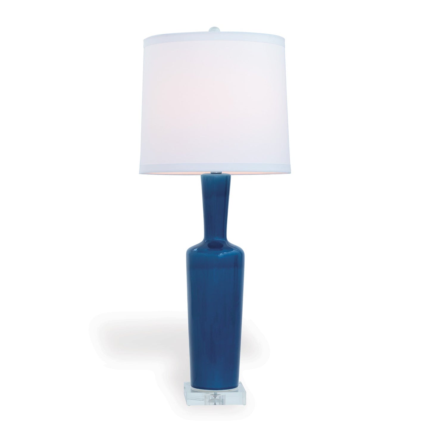 Port 68 Brentwood Blue Modern Table Lamp with White Round Drum Hardback Shade