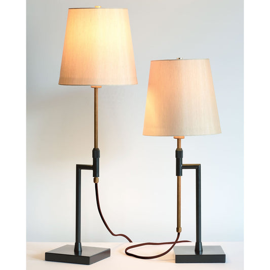 Port 68 Brooklyn Brass Set of 2 Adjustable Table Lamp with Beige Hardback Drum Shade