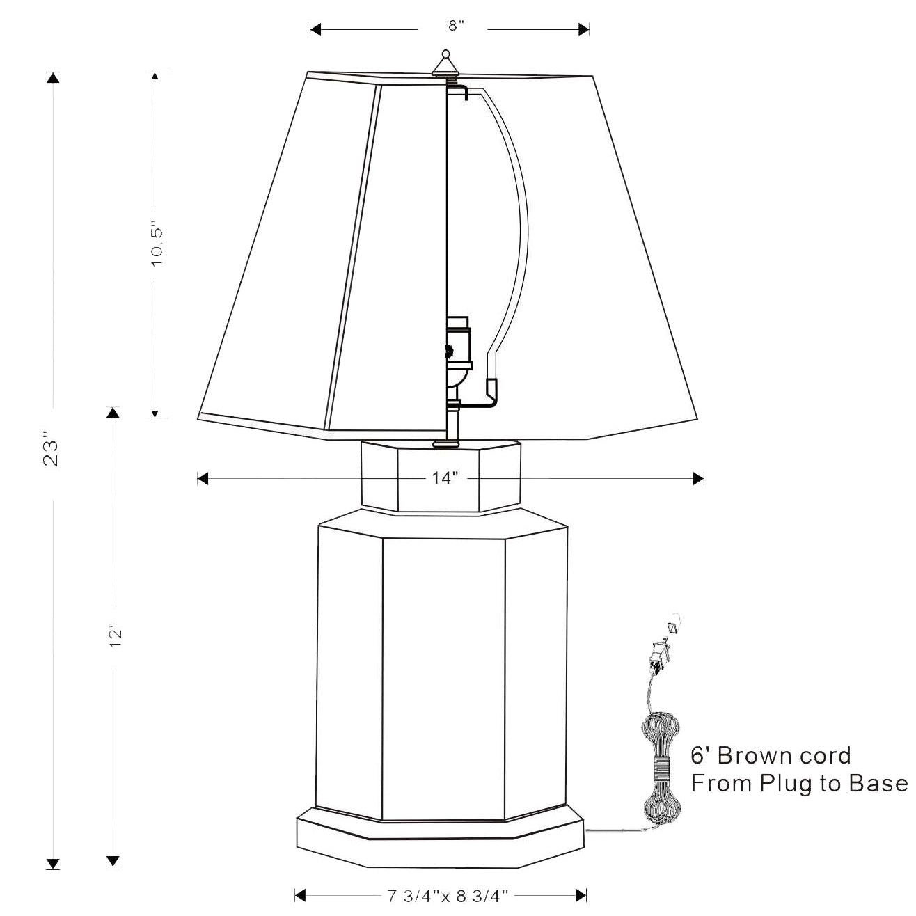 Port 68 Canton Blue Hexagon Table Lamp with White Softback Shade