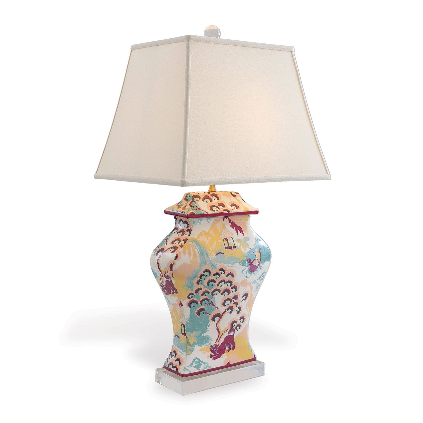 Port 68 Canton Coral Narrow Jar Rectangle Table Lamp with White Softback Shade