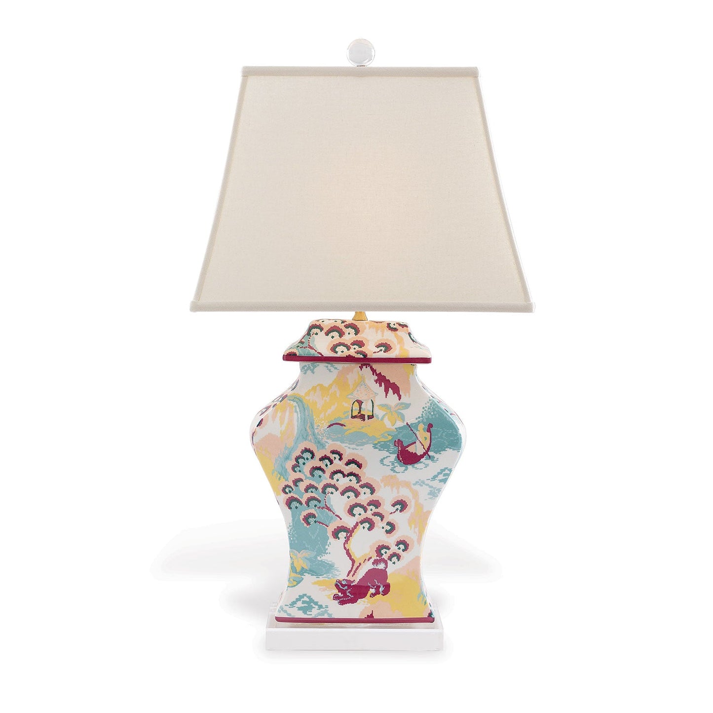 Port 68 Canton Coral Narrow Jar Rectangle Table Lamp with White Softback Shade