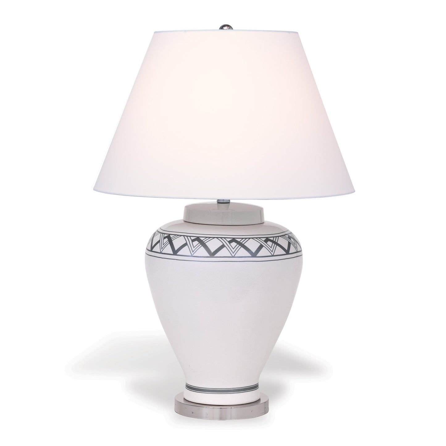 Port 68 Carlyle Cream White Table Lamp with Round Hardback Shade