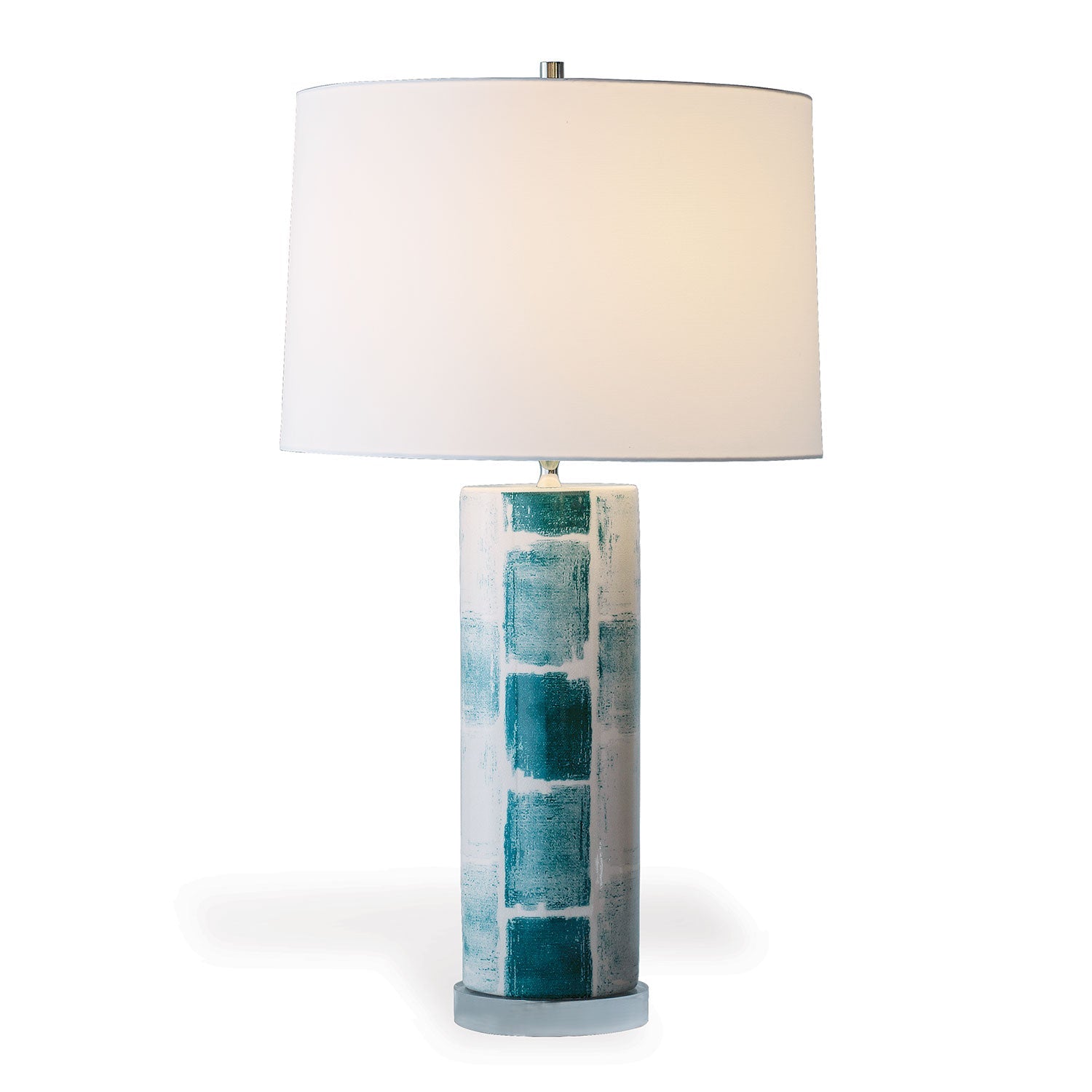 Port 68 Celadon Tile Modern Cylinder Table Lamp with Hardback Shade