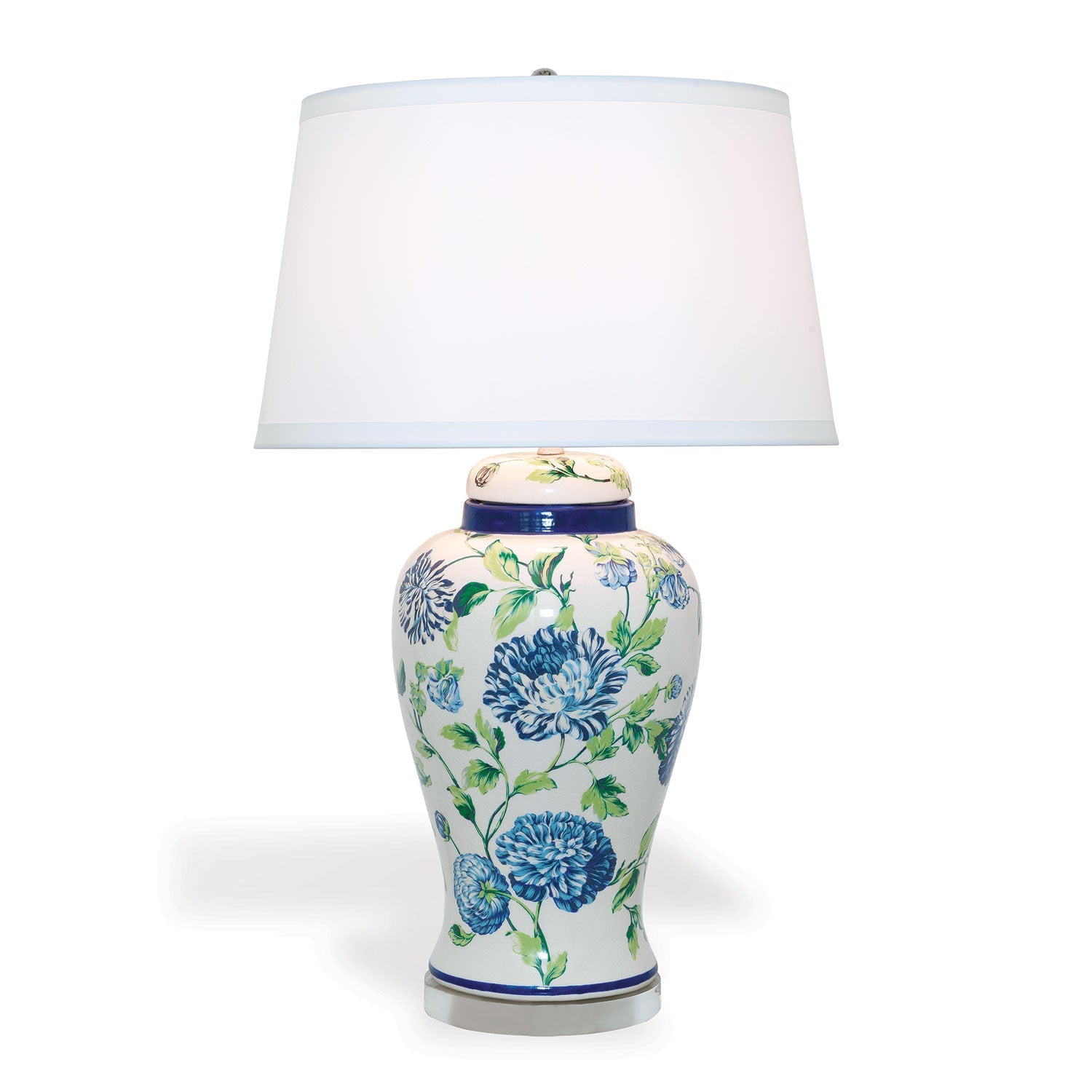 Port 68 Charlotte Blue Floral Table Lamp with White Hardback Shade