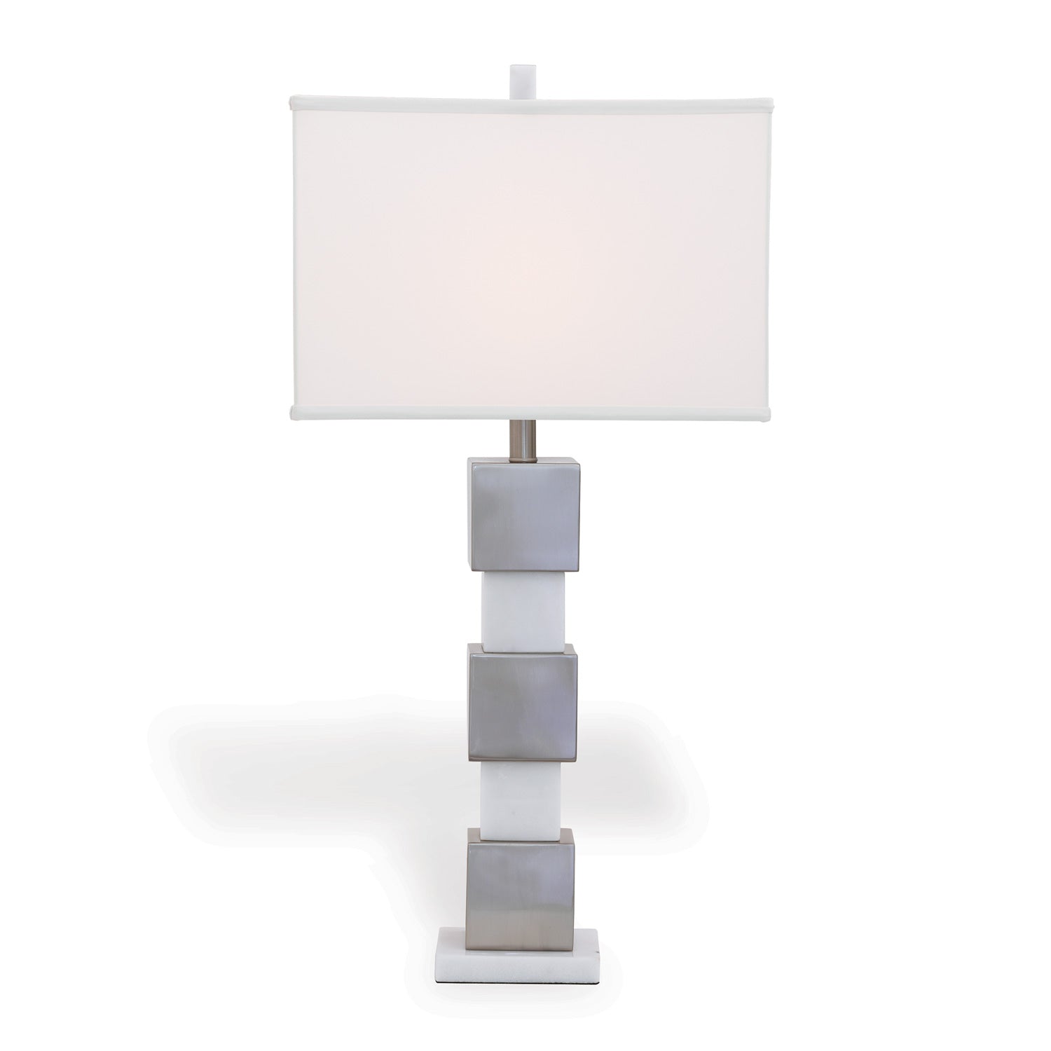 Port 68 Chicago Brushed Nickel Table Lamp with Beige Rectangle Softback Shade