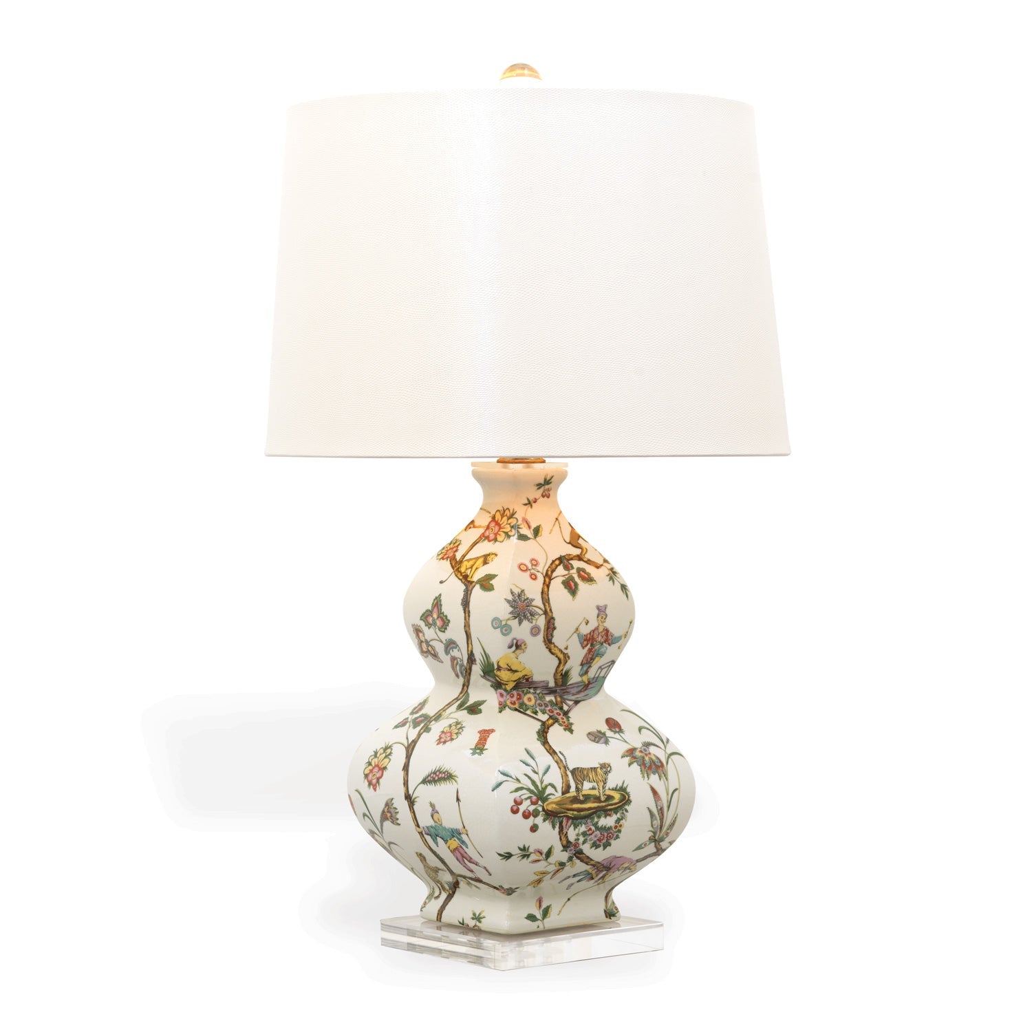 Port 68 Chinoise Exotique Table Lamp with Ivory Softback Drum Shade