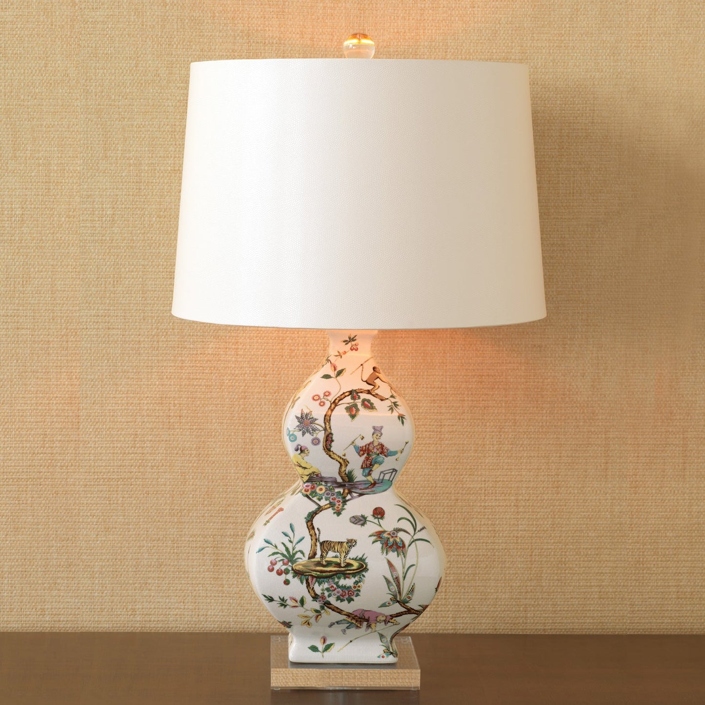 Port 68 Chinoise Exotique Table Lamp with Ivory Softback Drum Shade