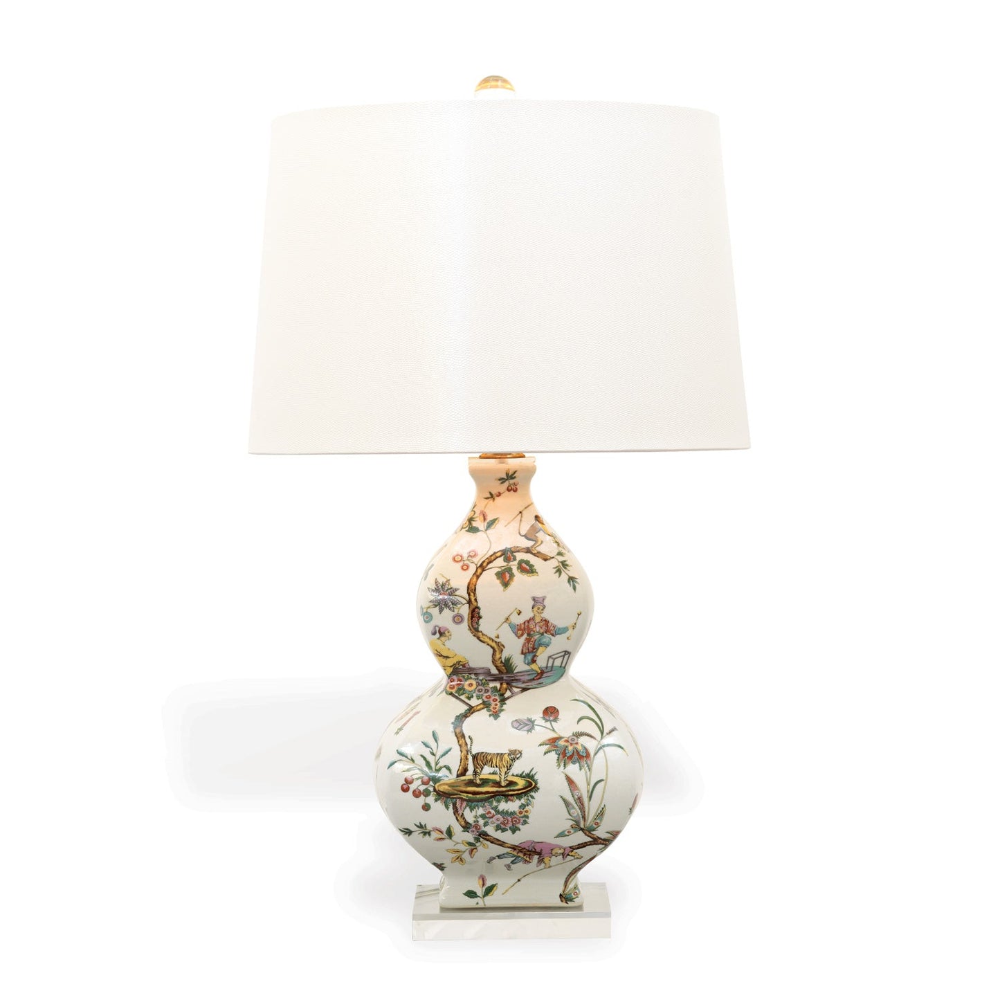 Port 68 Chinoise Exotique Table Lamp with Ivory Softback Drum Shade