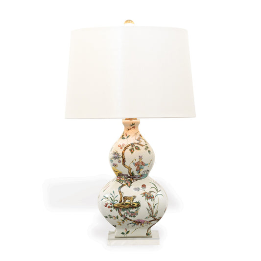 Port 68 Chinoise Exotique Table Lamp with Ivory Softback Drum Shade