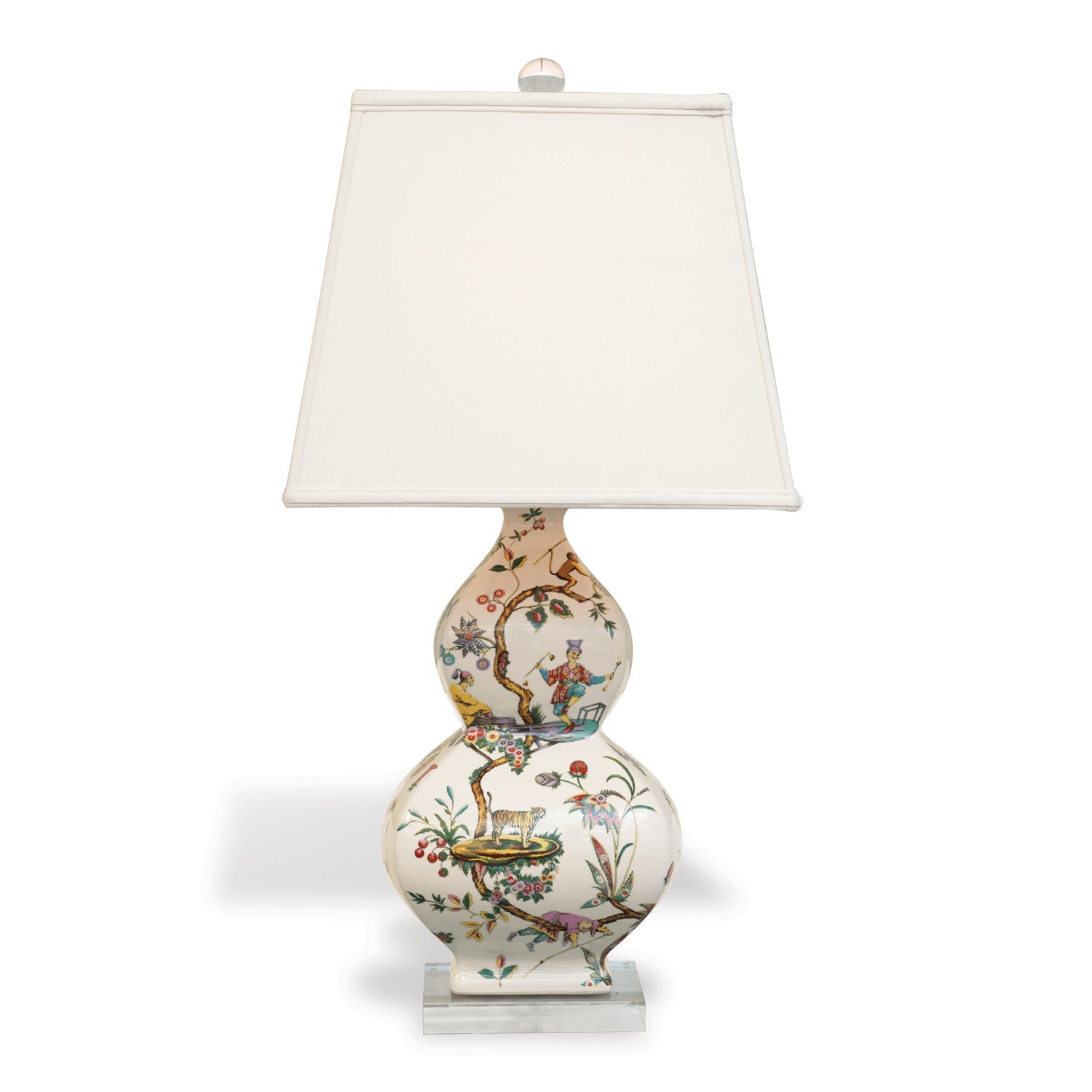 Port 68 Chinoise Exotique Table Lamp with White Square Softback Shade