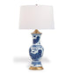 Port 68 Chow Blue Table Lamp with Ivory Round Drum Hardback Shade