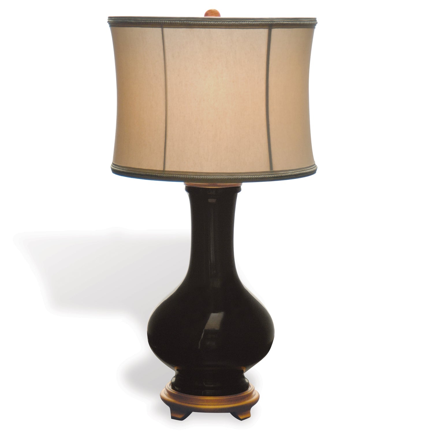 Port 68 Dorothy Black 27" Lamp with Gold Round Drum Softback Shade