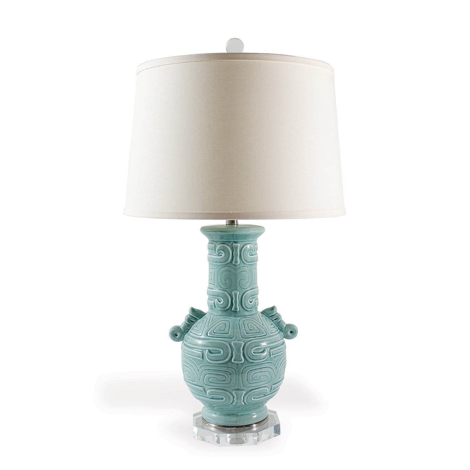 Port 68 Dynasty Celadon Antique Table Lamp with Hardback Shade