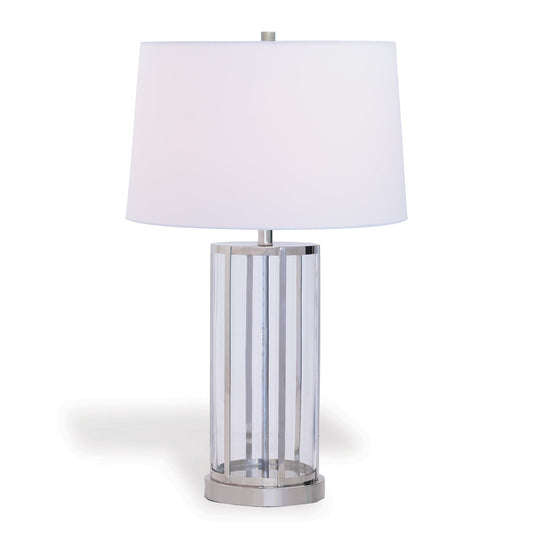 Port 68 Edgewater Polished Nickel Modern Table Lamp with Round Drum Hardback Shade