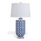 Port 68 Evelyn Blue Table Lamp with White Drum Hardback Shade