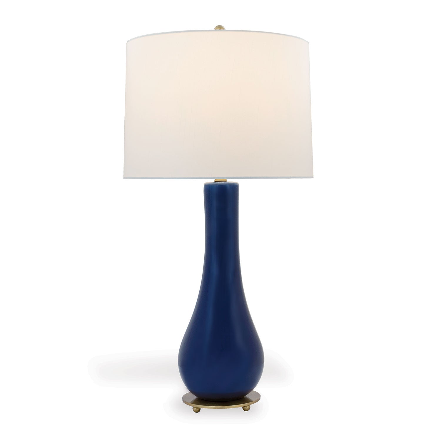 Port 68 Florence Navy Classic Table Lamp with White Round Hardback Shade