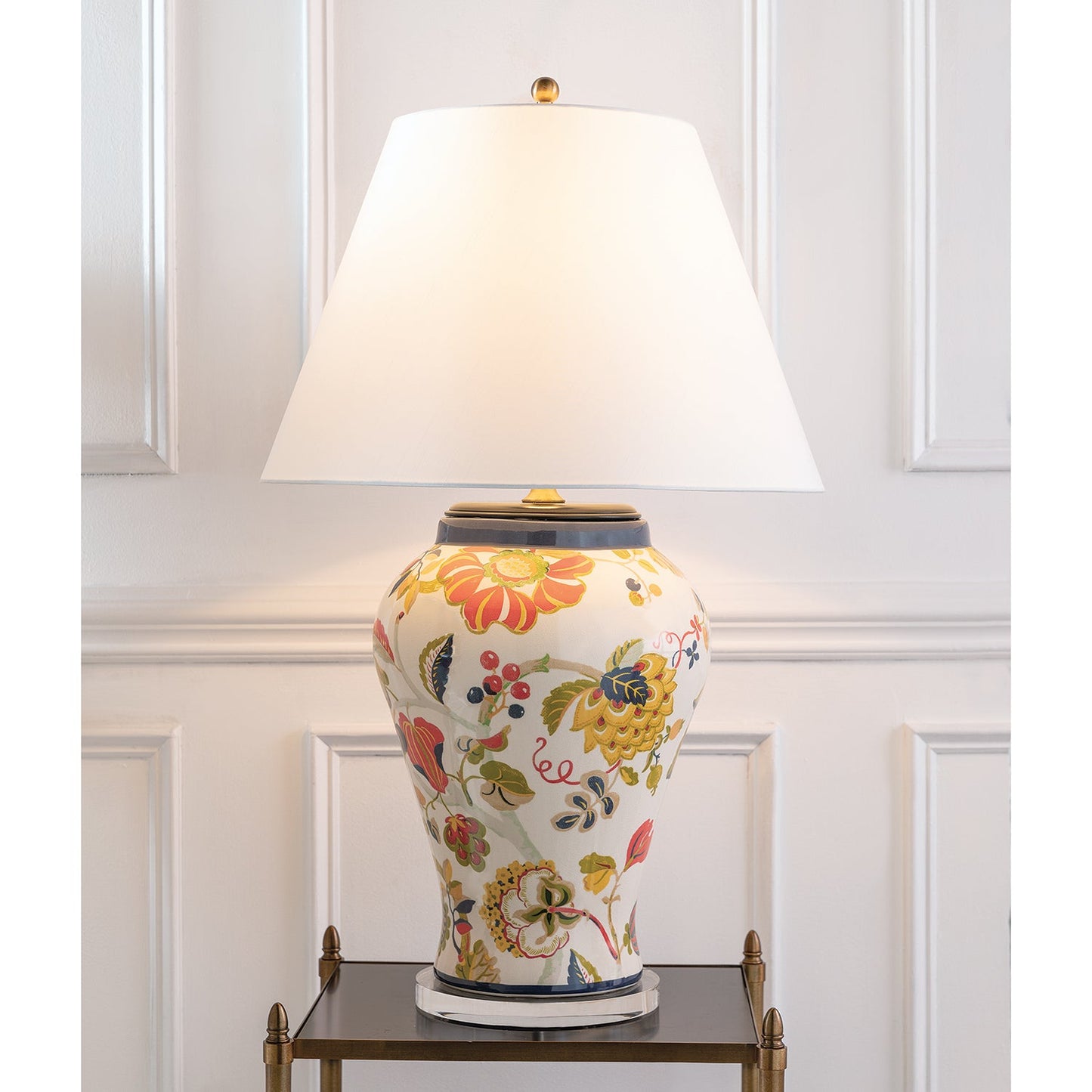 Port 68 Garden Of Eden Floral Table Lamp with White Hardback Shade