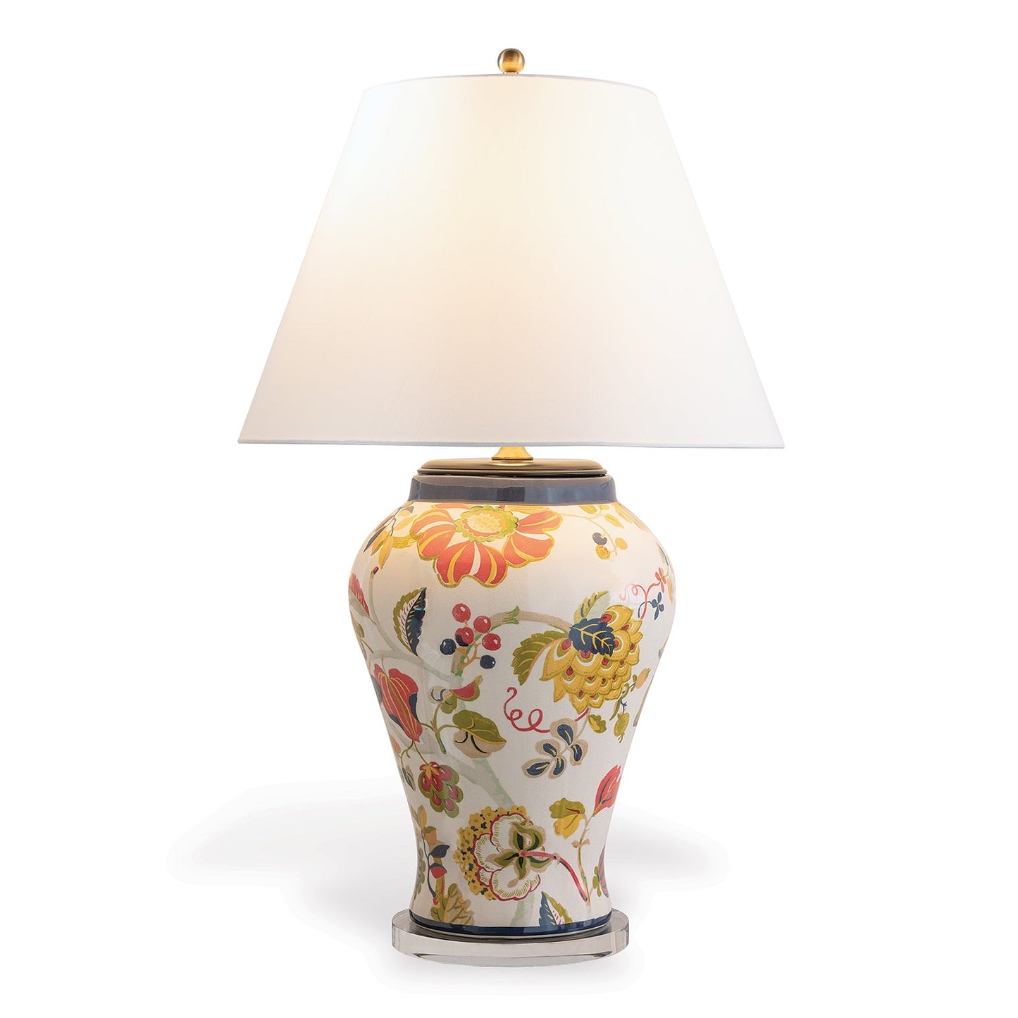 Port 68 Garden Of Eden Floral Table Lamp with White Hardback Shade