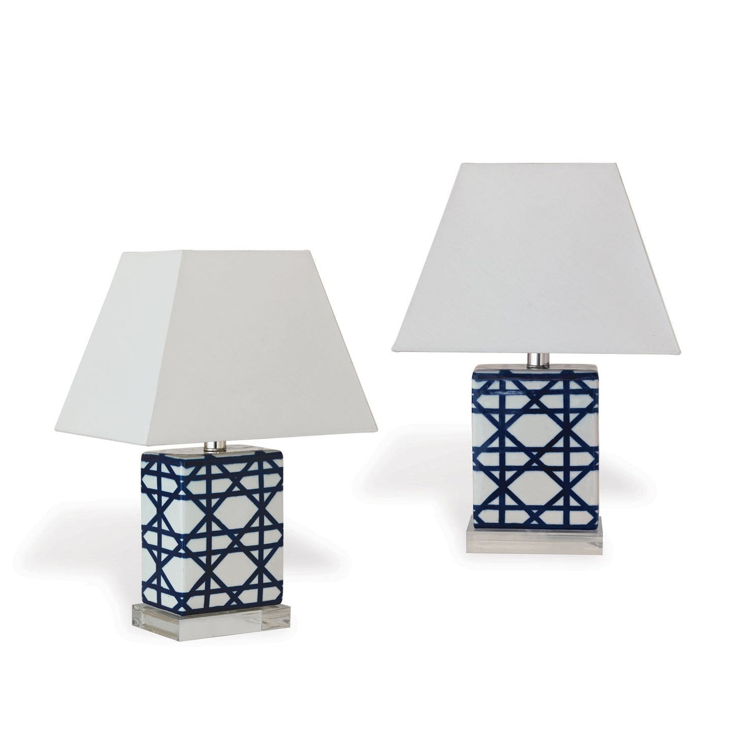 Port 68 Gazebo Navy Set of 2 Mini Table Lamp with White Rectangle Hardback Shade