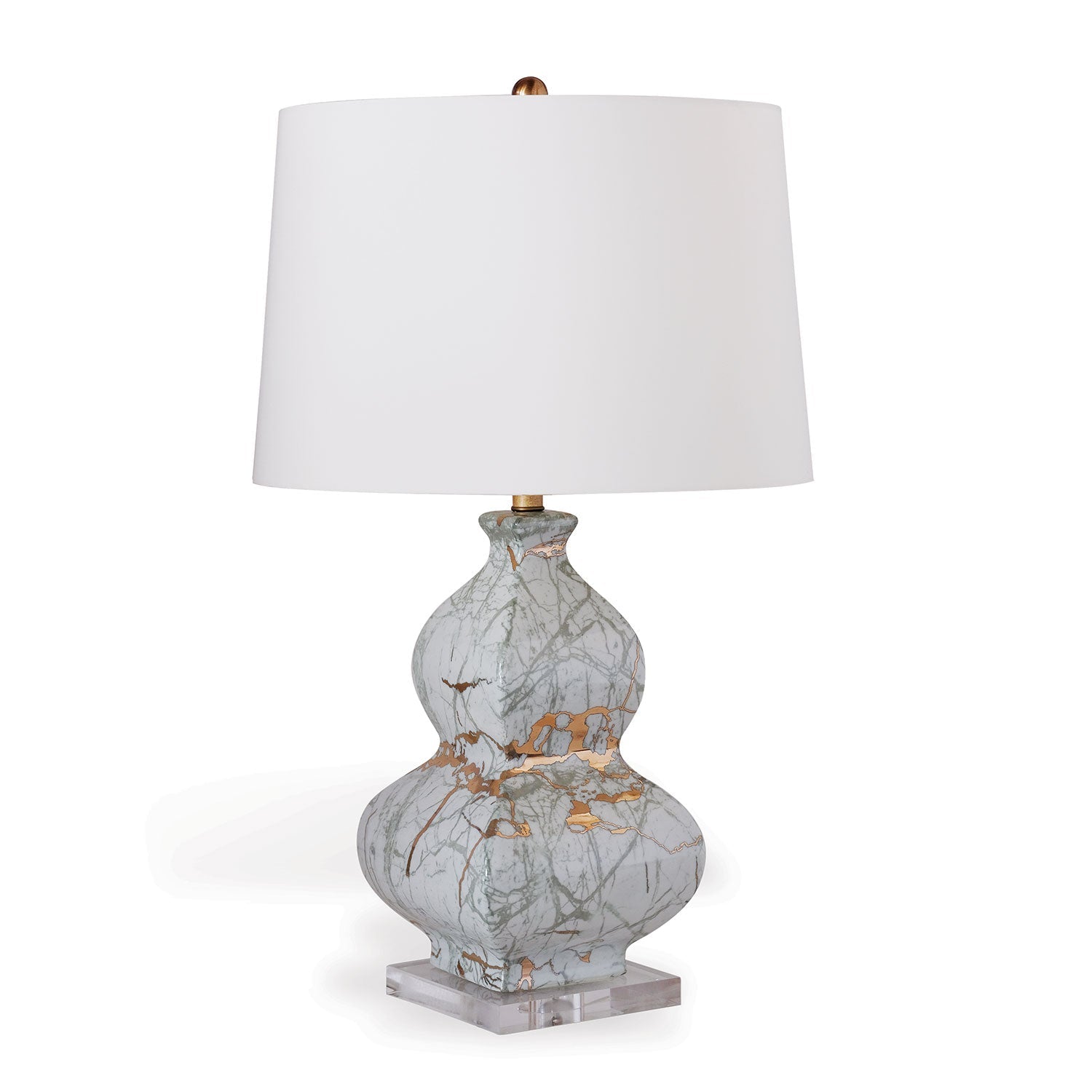 Port 68 Giovanni Natural Marble Table Lamp with Ivory Round Drum Hardback Shade