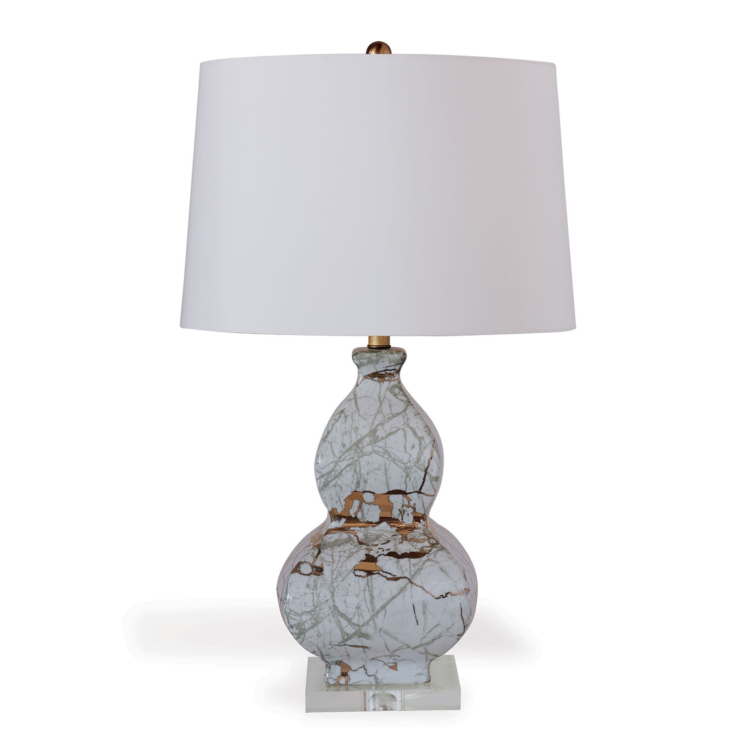 Port 68 Giovanni Natural Marble Table Lamp with Ivory Round Drum Hardback Shade