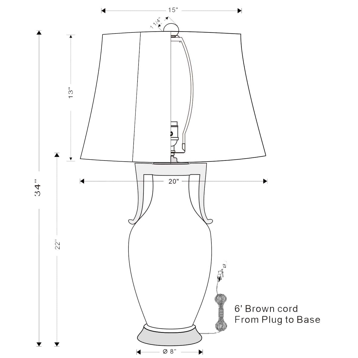 Port 68 Glenda Celadon Table Lamp with White Softback Empire Shade