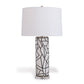 Port 68 Graphix Modern Geometric Table Lamp with White Round Hardback Drum Shade