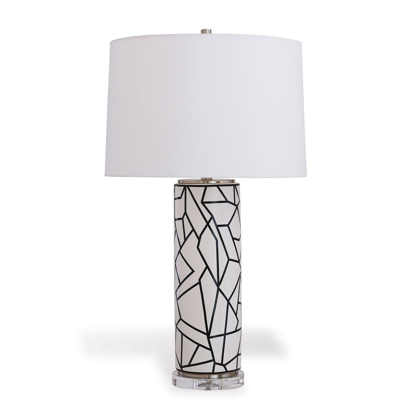 Port 68 Graphix Modern Geometric Table Lamp with White Round Hardback Drum Shade