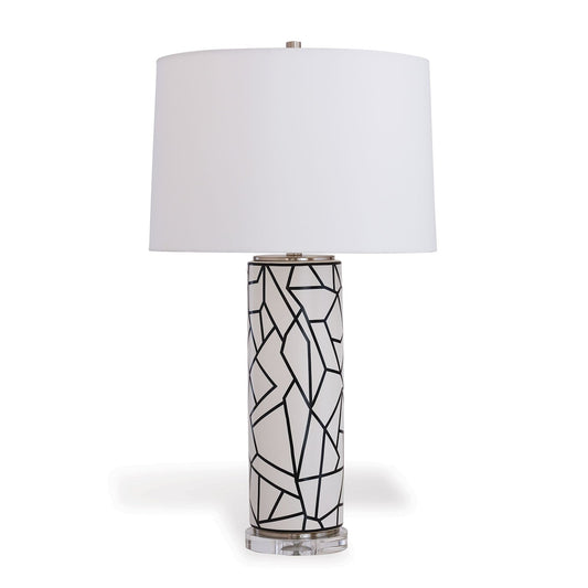 Port 68 Graphix Modern Geometric Table Lamp with White Round Hardback Drum Shade