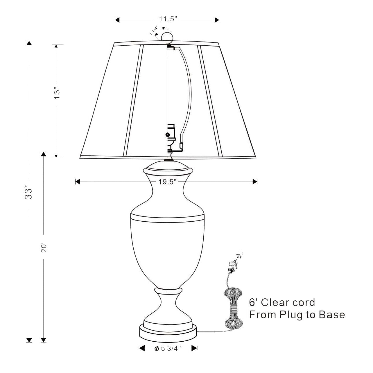 Port 68 Greenwich Indigo Classic Table Lamp with White Softback Empire Shade