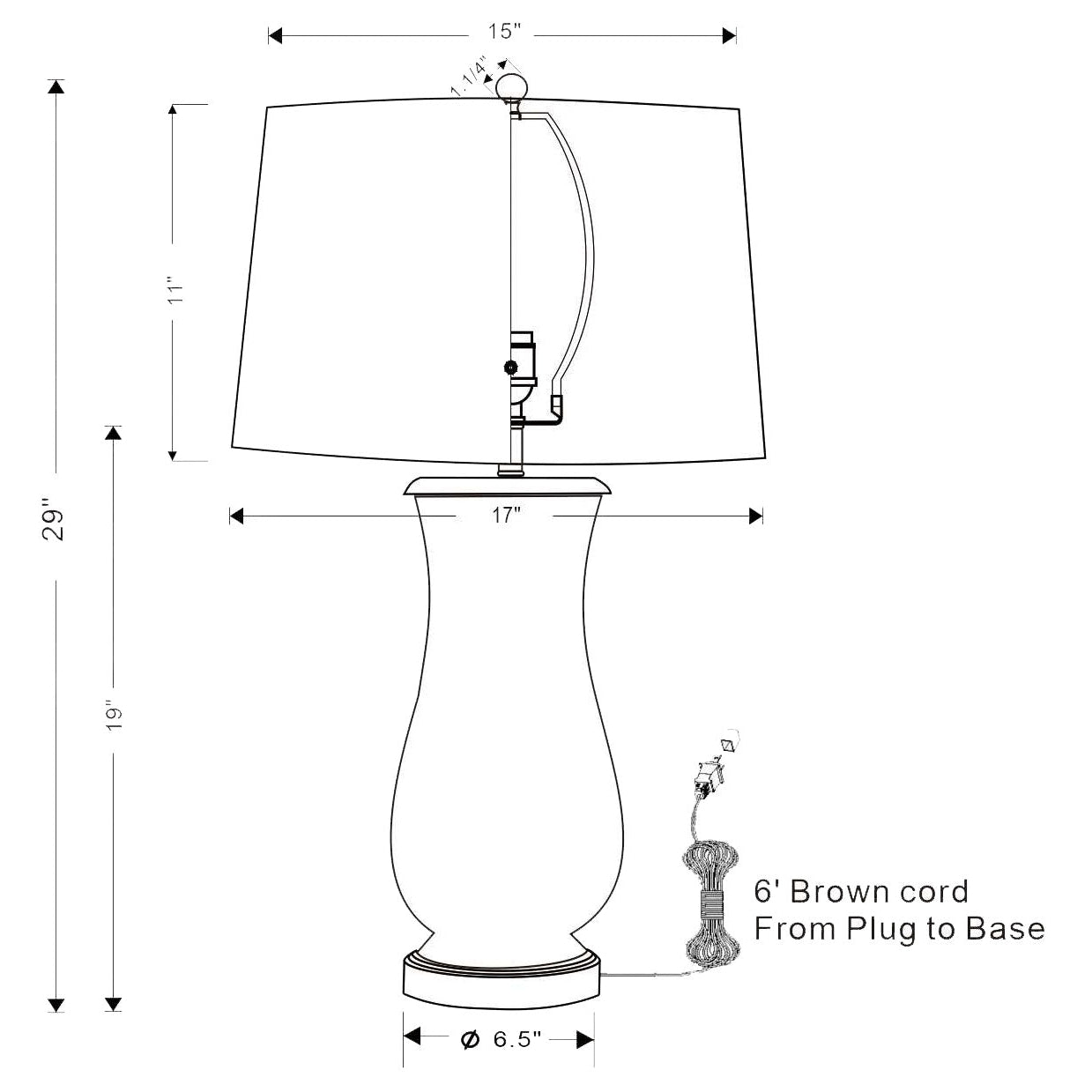 Port 68 Gypsy Table Lamp with Round Empire Hardback Shade