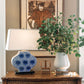 Port 68 Hannah Blue Modern Table Lamp with Rectangle Softback Shade