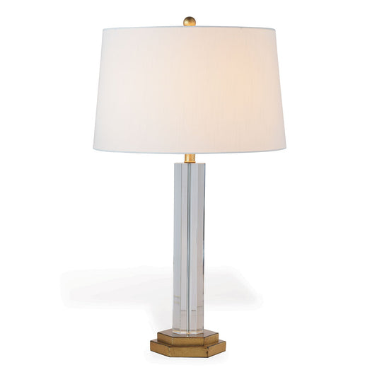 Port 68 James Crystal Modern Table Lamp with White Hardback Drum Shade