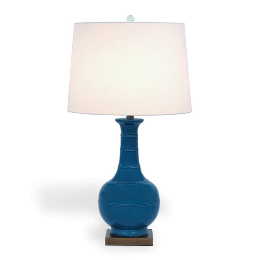 Port 68 Kelly Blue 31" Round Table Lamp with Hardback Shade