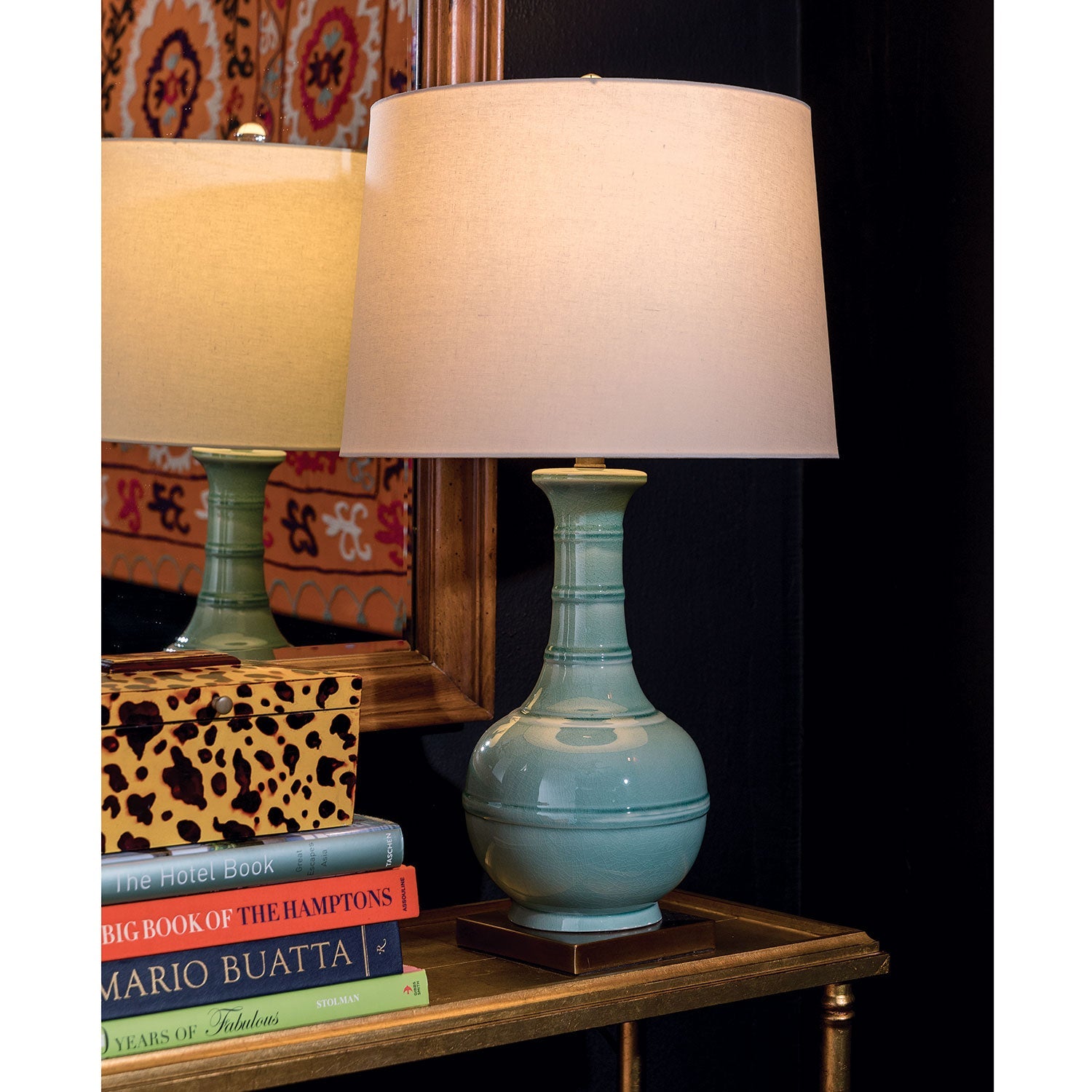 Port 68 Kelly Celadon 31" Round Table Lamp with Hardback Shade