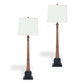 Port 68 Kensington Aged Brass Buffet Set of 2 Antique Candlestick Table Lamp with Rectangle Softback Shade