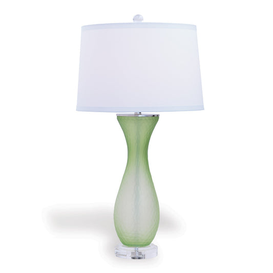 Port 68 Lakeview Green Table Lamp with White Round Hardback Drum Shade