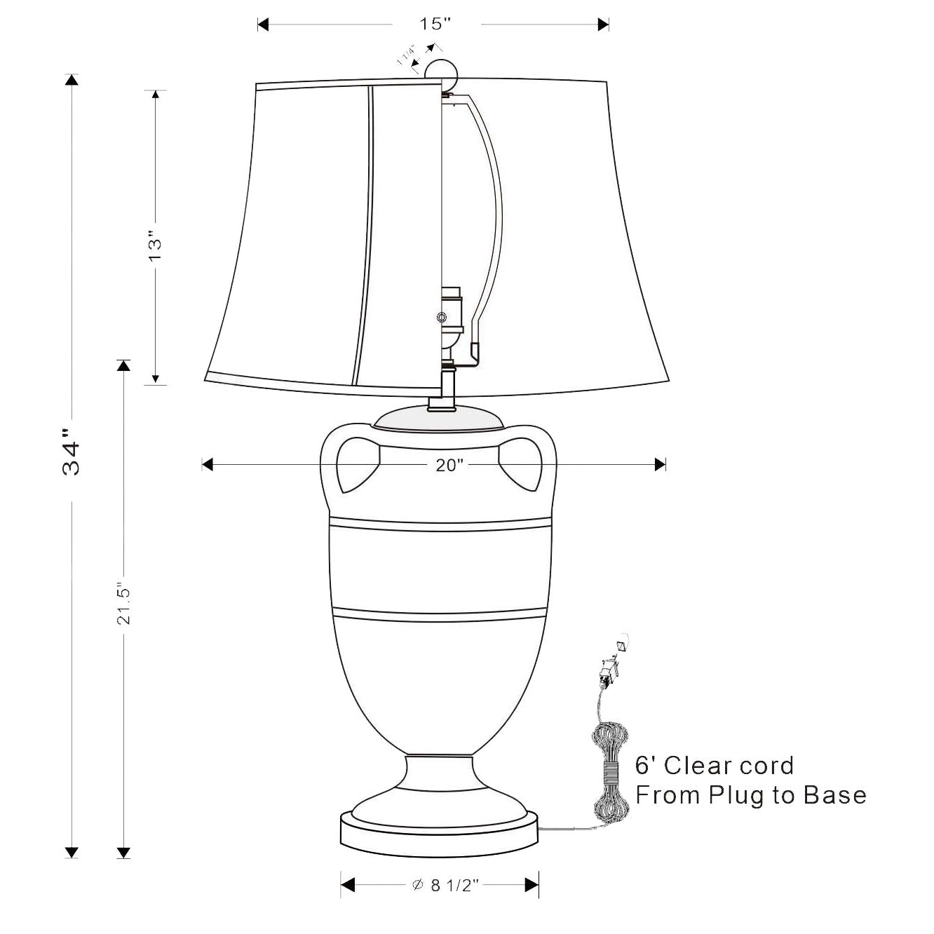 Port 68 Lantana Ivory 34" Table Lamp with White Softback Empire Shade